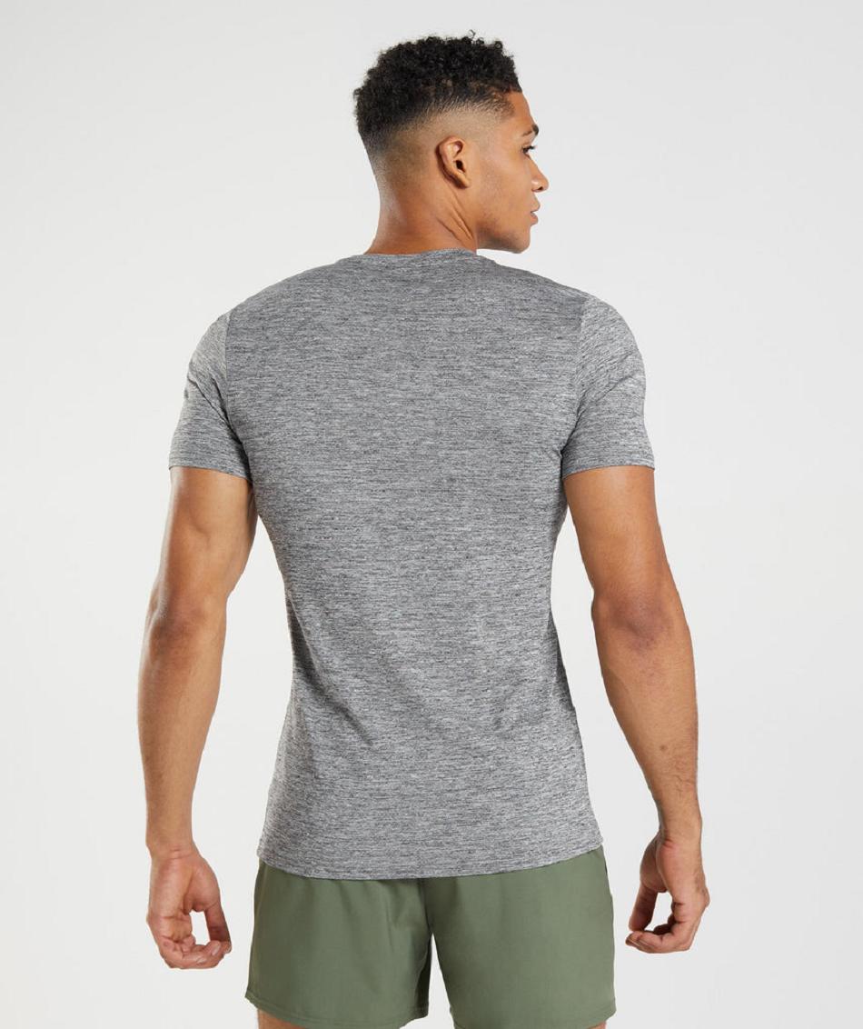 T Shirts Męskie Gymshark Arrival Marl Szare Głęboka Szare | PL 3772GSO